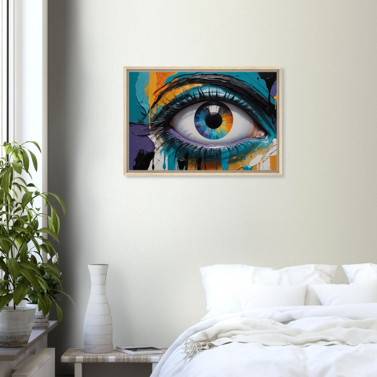 Bold Perspective - Framed Eye in Vibrant Paint - - Framed Canvas