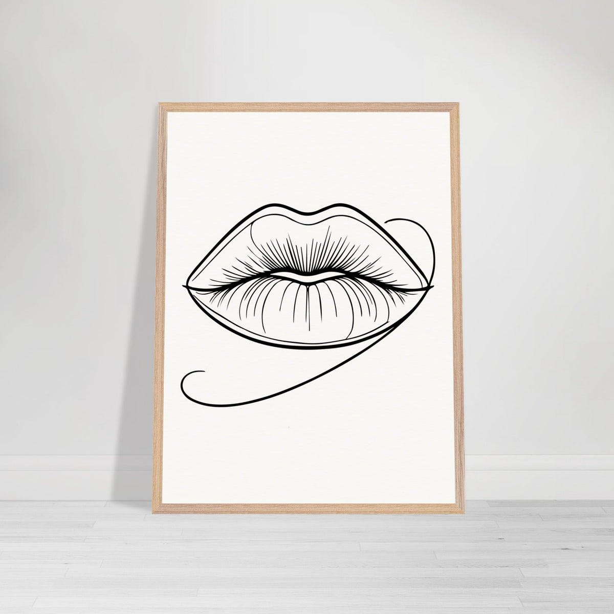 Natural Beauty - Framed Lips Artwork on Matte Paper - 60x80 cm 24x32″ Wood frame - Wooden Framed Posters