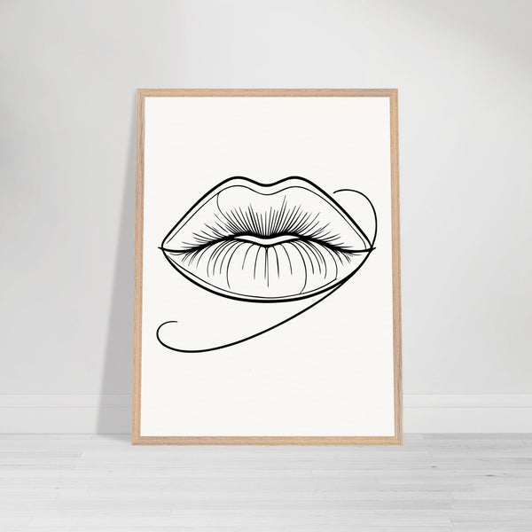 Natural Beauty - Framed Lips Artwork on Matte Paper - 60x80 cm 24x32″ Wood frame - Wooden Framed Posters