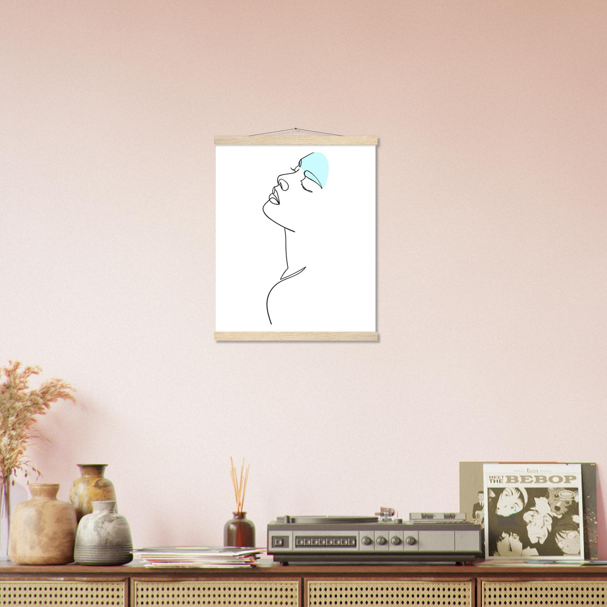 Modern Simplicity - Line Art Poster with Premium Finish - 40x50 cm 16x20″ Natural wood wall hanger - Posters With Hanger