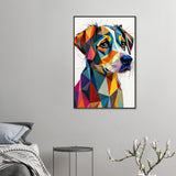 Colorful Loyalty - A Geometric Tribute to Dogs - 60x90 cm 24x36″ - Framed Posters