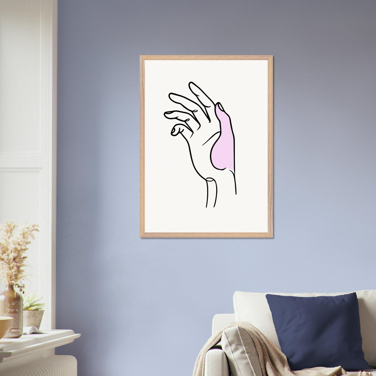 Gentle Expression - Hand Illustration in Premium Frame - 50x70 cm 20x28″ Wood frame - Wooden Framed Posters