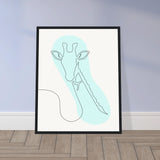 Framed Tranquility - Giraffe Line Art - - Wooden Framed Posters