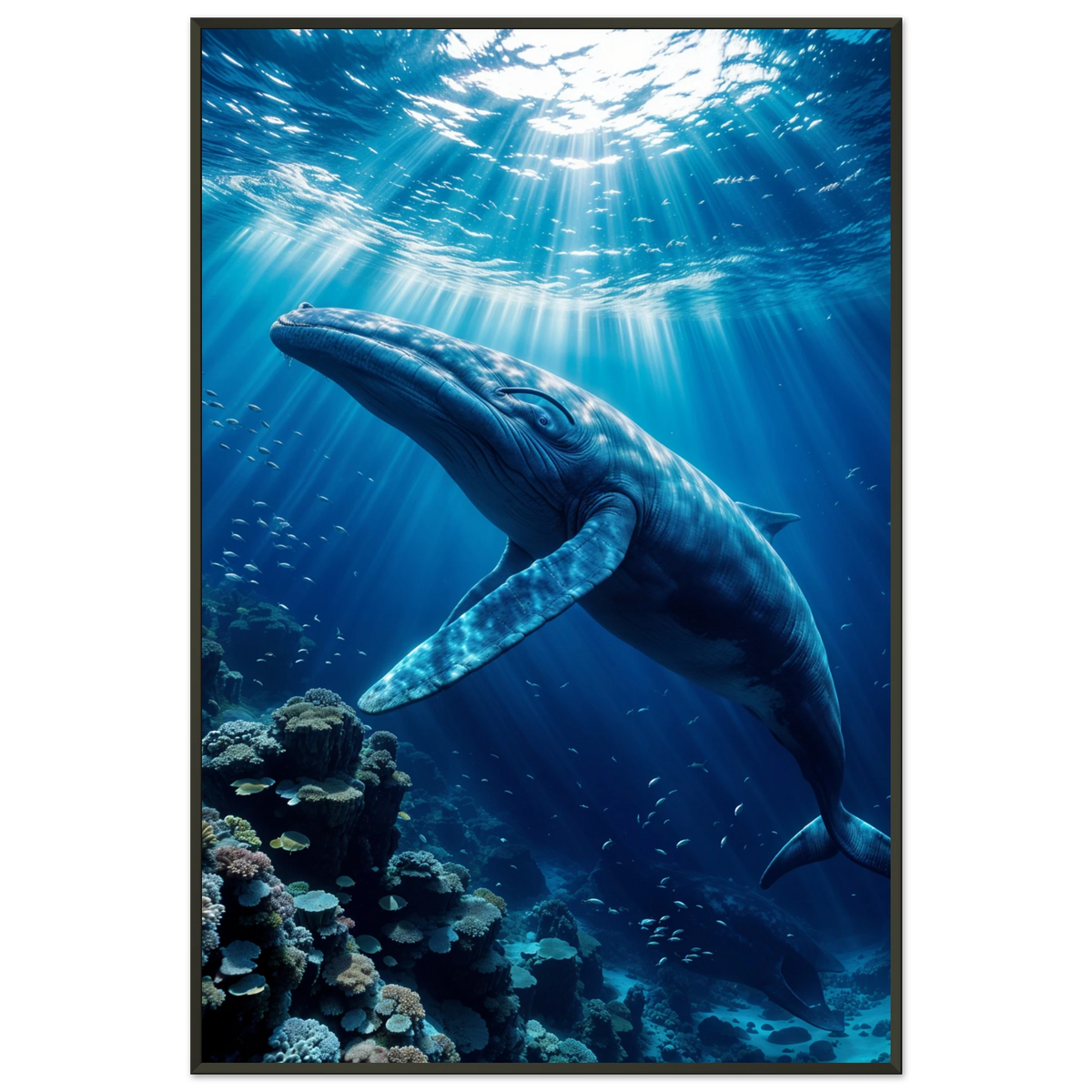 Ocean's Majesty - Blue Whale Framed Art - - Metal Framed Posters