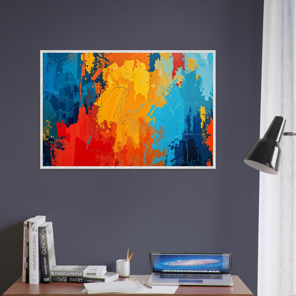 Fiery Waves - Dynamic Color Splash Wall Art - White frame - Framed Posters