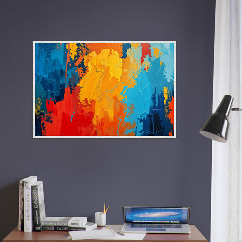 Image of Fiery Waves - Dynamic Color Splash Wall Art