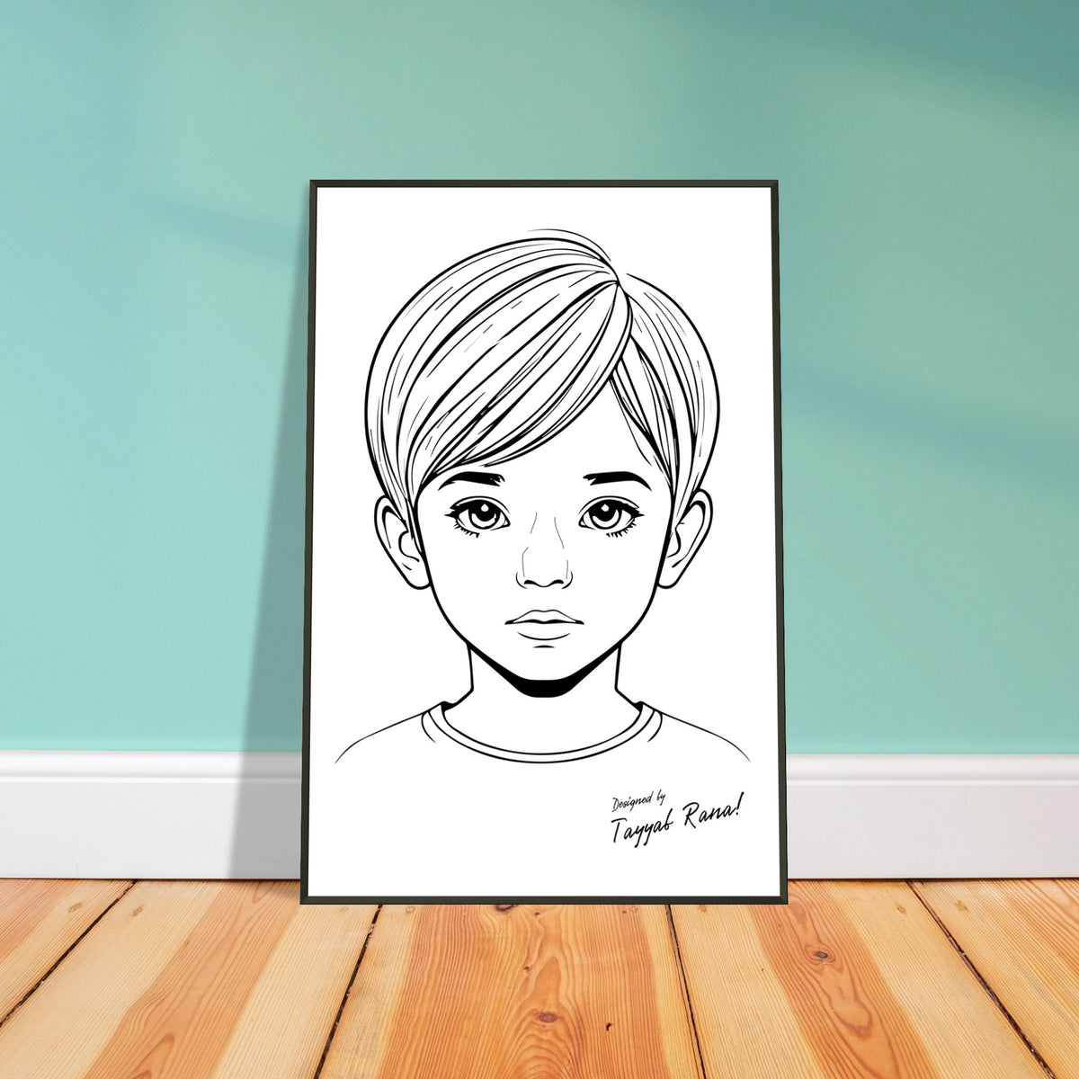 Innocence in Line Art - Framed Portrait of Childhood - - Framed Posters