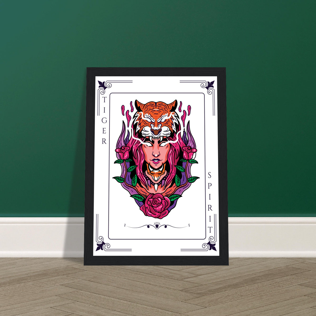 Artistry Unleashed - Warrior, Sacred Bull, and Tiger Spirit - - Wooden Framed Posters