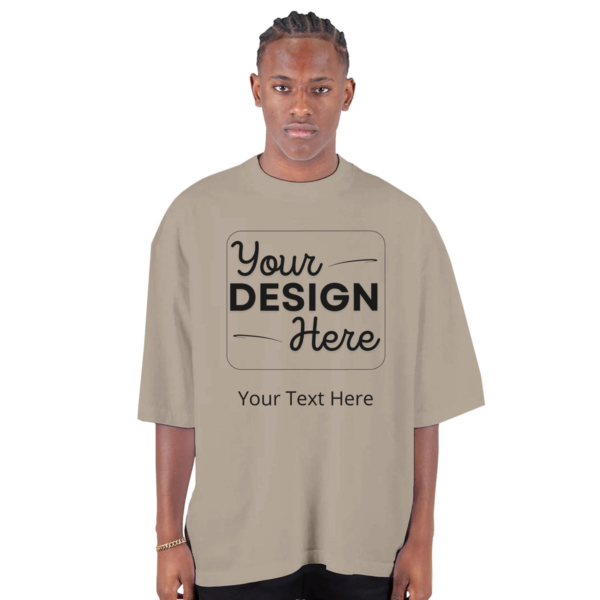 Versatile Vibes - Heavyweight Customizable Oversized Crewneck T-Shirt - oatmeal - Crewneck T-shirts