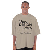 Versatile Vibes - Heavyweight Customizable Oversized Crewneck T-Shirt - oatmeal - Crewneck T-shirts