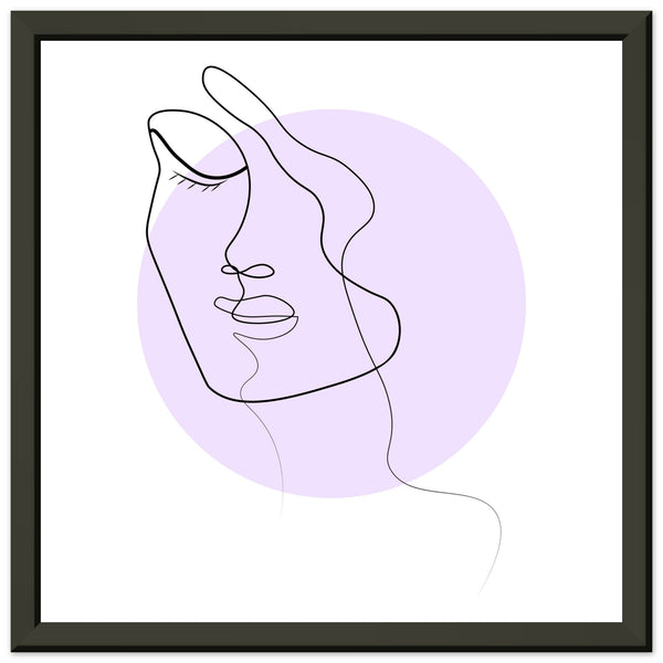 Simplicity and Grace - Pastel-Infused Line Art Portrait - 30x30 cm 12x12″ - Metal Framed Posters