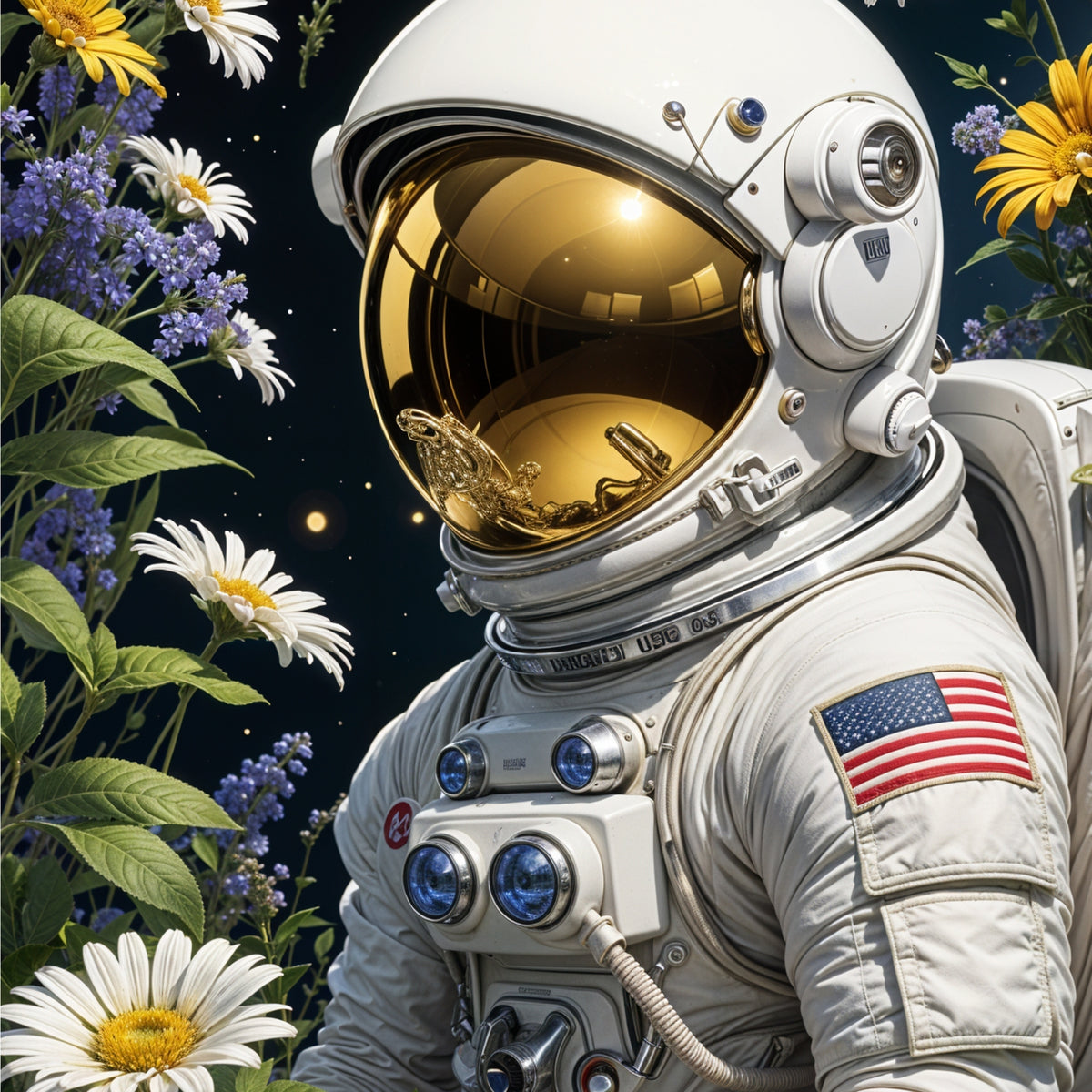 Floral Frontier - Astronaut in Bloom - - Framed Posters