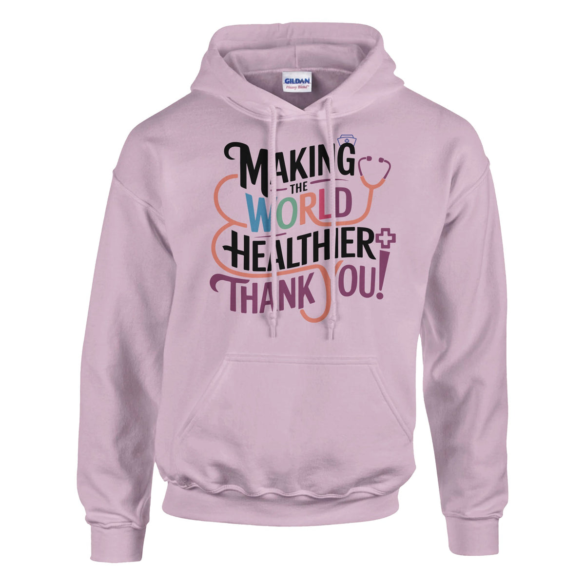 Gratitude in Every Stitch 'World Thank You' - Light Pink - Hoodies