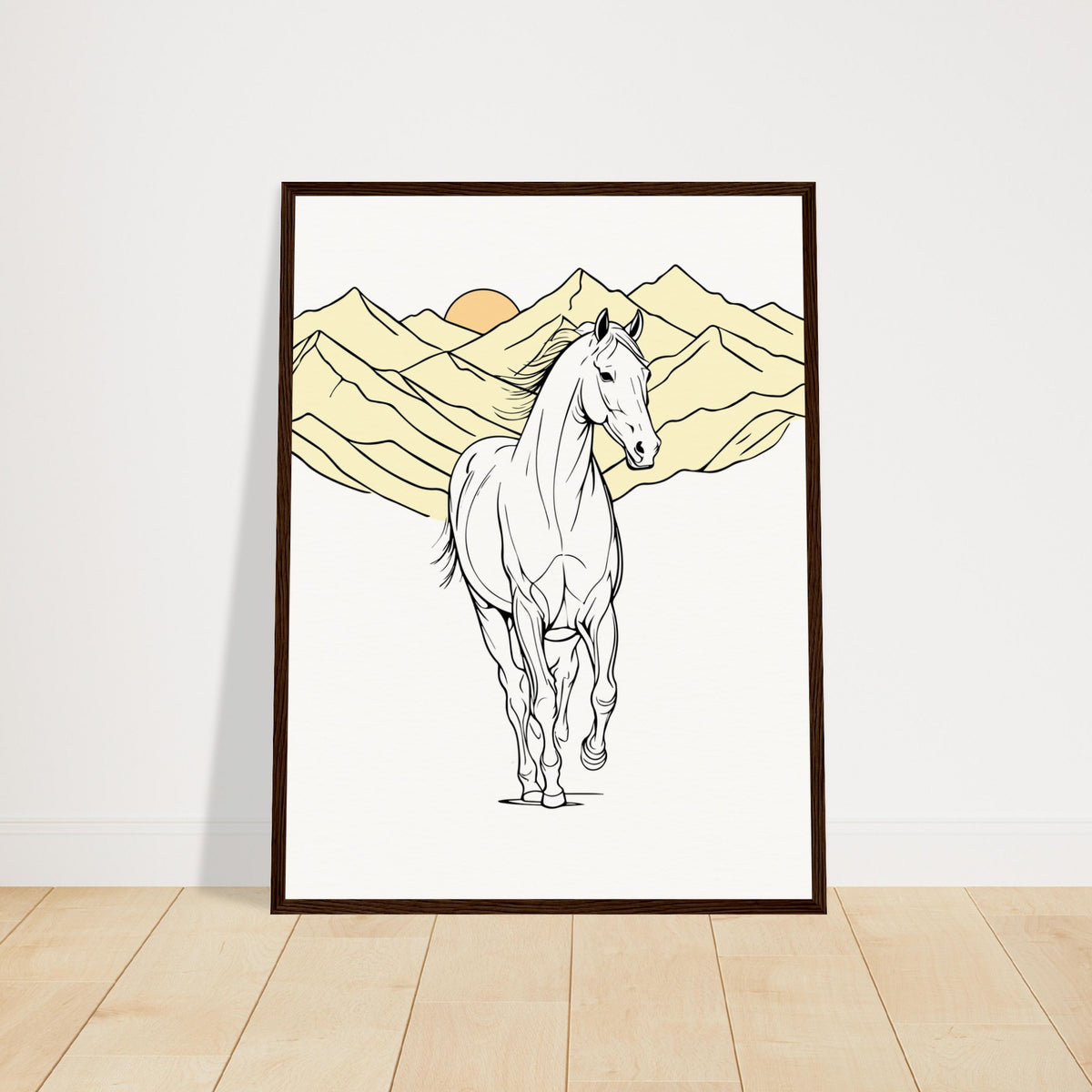 Mountain Majesty - The Spirit of the Wild - 45x60 cm 18x24″ Dark wood frame - Wooden Framed Posters