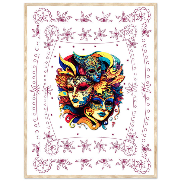 Colorful Mask Trio - Luxury Framed Print - 60x80 cm 24x32″ Wood frame - Wooden Framed Posters