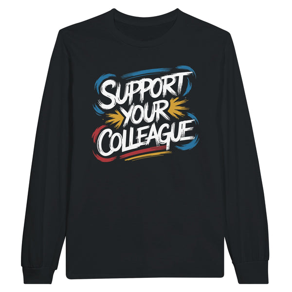 Supportive Long-sleeve Tee for Colleagues - Black - Long Sleeves T-shirts
