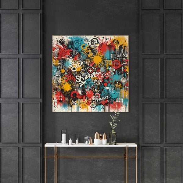 Colorful Chaos on Canvas - 16x16 - Framed Posters