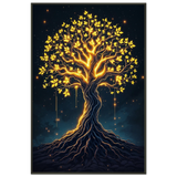 Golden Lumina - Mystical Tree Framed Poster - - Metal Framed Posters