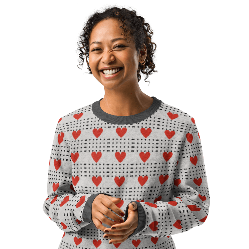 Love in Every Stitch - Heart Pattern Sweater - - Sweaters