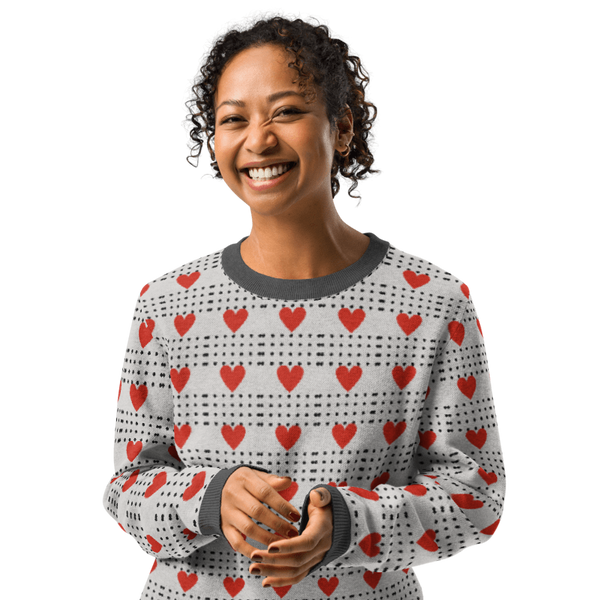 Love in Every Stitch - Heart Pattern Sweater - - Sweaters