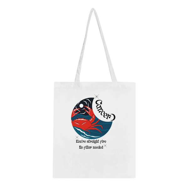 Astrology-Inspired Cotton Tote – Gift for Star Lovers - Cancer - Tote Bags