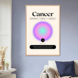 Zodiac Wall Art Framed Poster for Astrology Lovers - Wood frame Cancer - Wooden Framed Posters