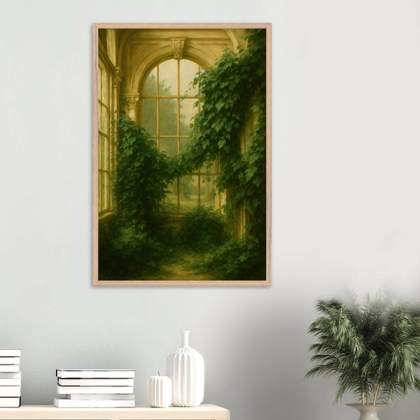 Ivy-Covered Window Wooden Framed Poster for Gifting - Wood frame - Wooden Framed Posters
