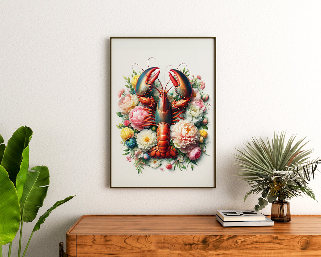 Lobster Elegance in Bloom - 20x30 - Framed Posters