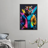 Tiger in Color – Wooden Framed Poster for Him - Black frame - Wooden Framed Posters