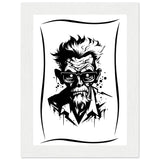 Edgy Artistry - Black and White Character - 13x18 cm 5x7″ White frame - Wooden Framed Posters