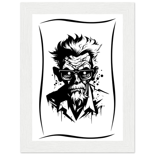 Edgy Artistry - Black and White Character - 13x18 cm 5x7″ White frame - Wooden Framed Posters