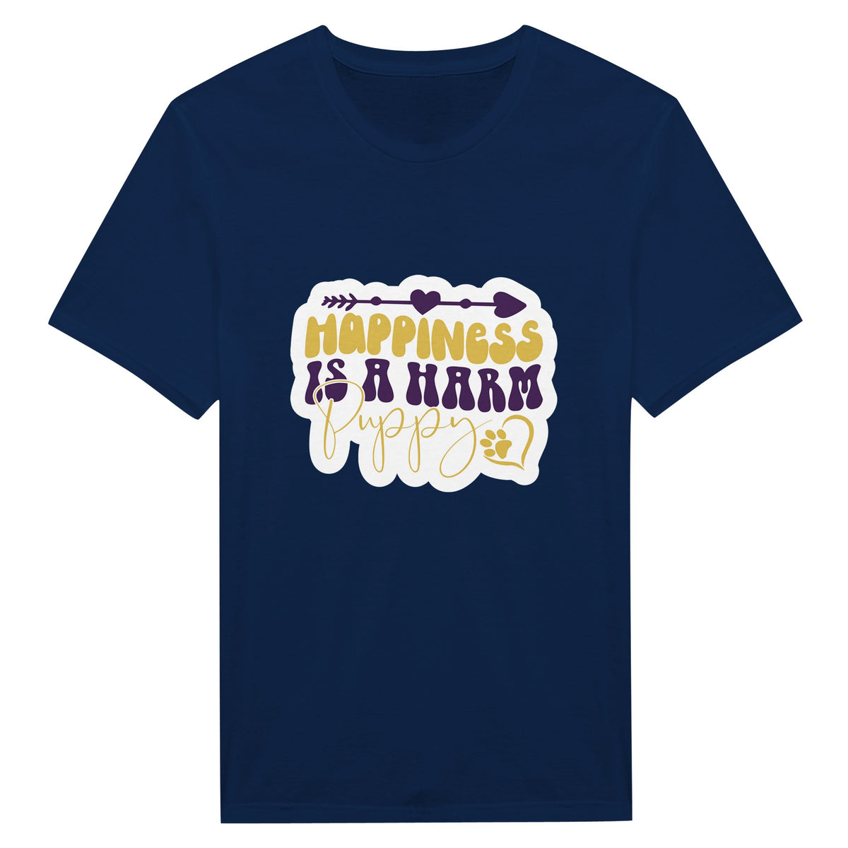 Pawsitively Happy - Embrace Joy with Our Puppy Happiness Tee - Navy - Print Material