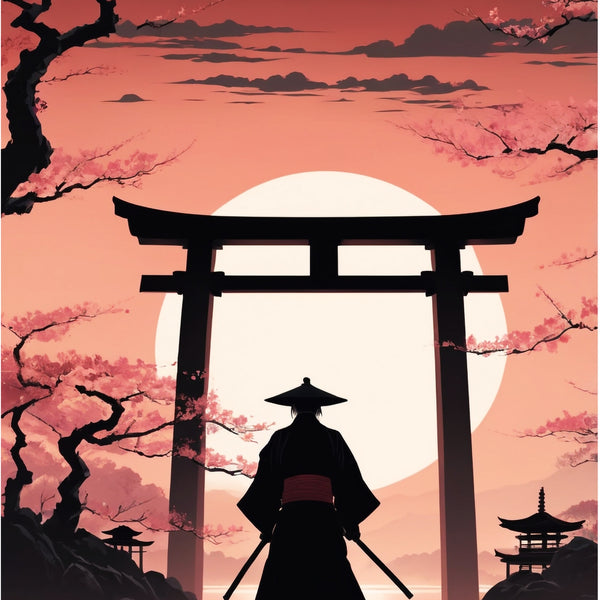 Serenity and Strength - Samurai at Dusk - - Framed Posters