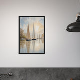 Tranquil Reflections - Sailboats in Sunlit Waters - - Framed Canvas