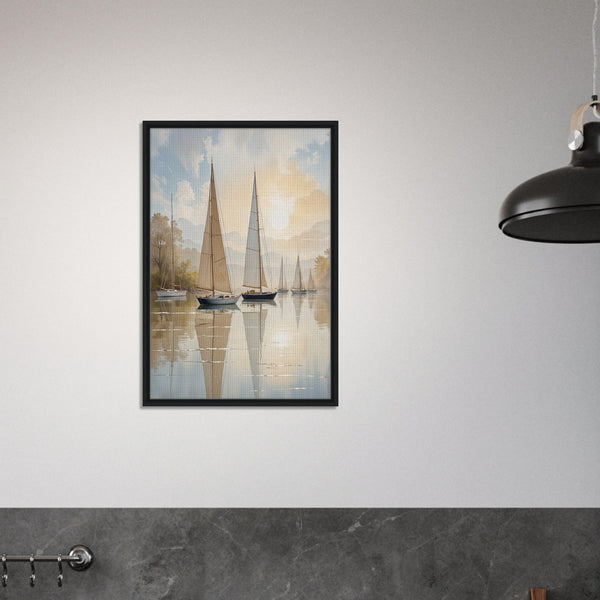 Tranquil Reflections - Sailboats in Sunlit Waters - - Canvas