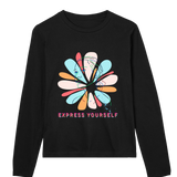 Floral Fusion - Bold Artistic Tee - Black women - Long Sleeve T-shirts