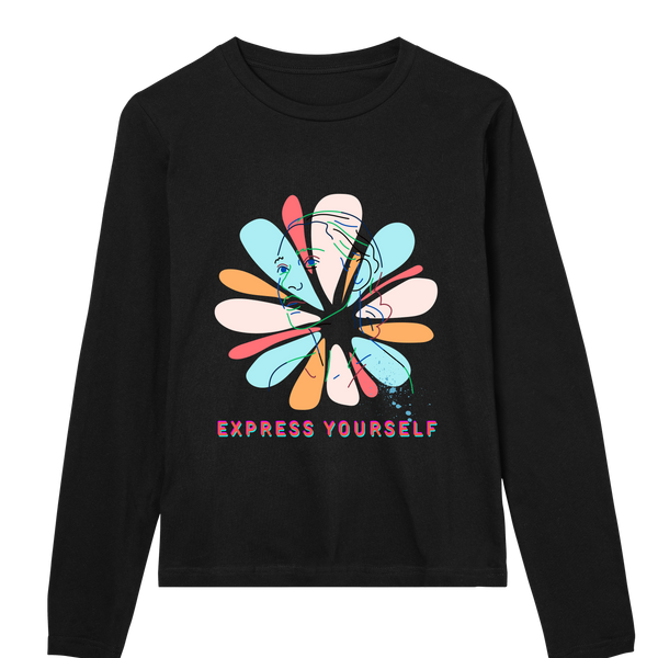 Floral Fusion - Bold Artistic Tee - Black women - Long Sleeve T-shirts