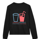 Cool & Expressive - Blue Drink Graphic Tee - Black women - Long Sleeve T-shirts