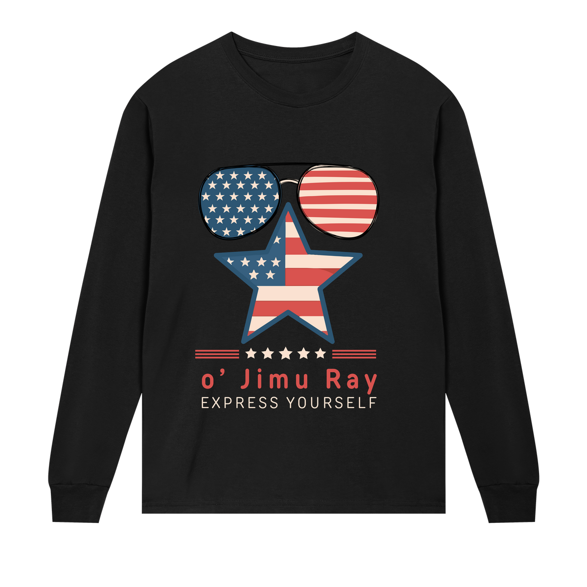 Patriotic Star - Cool Style o' Jimu Ray 4th July Special - Black men - Long Sleeve T-shirts