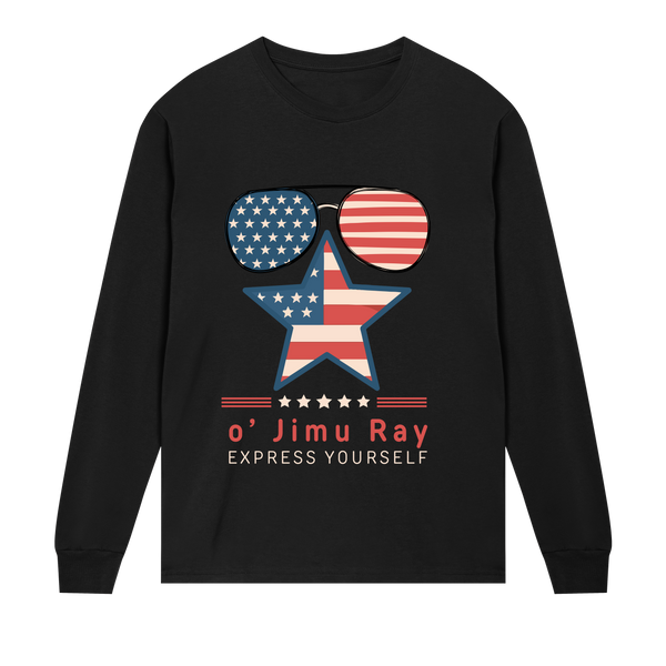 Patriotic Star - Cool Style o' Jimu Ray 4th July Special - Black men - Long Sleeve T-shirts