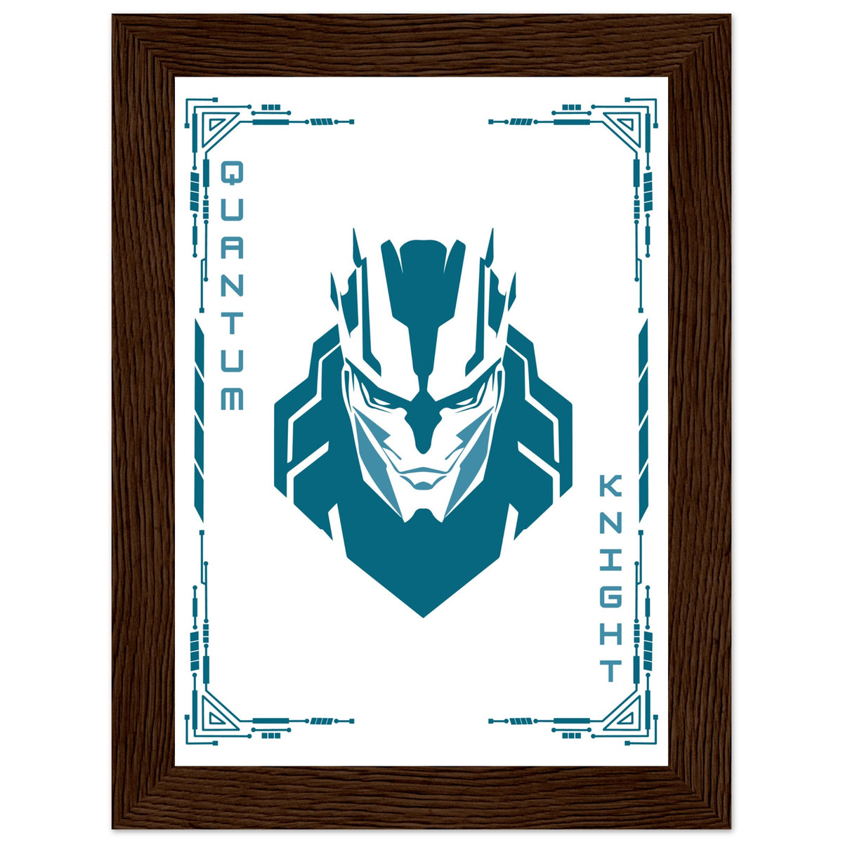 Transform Your Space - "Proton, Neural, Quantum Knights" Poster Set - 13x18 cm 5x7″ Dark wood frame Quantum Knight - Wooden Framed Posters