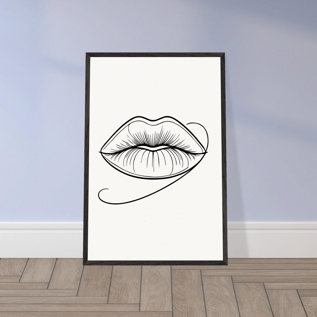 Natural Beauty - Framed Lips Artwork on Matte Paper - - Wooden Framed Posters