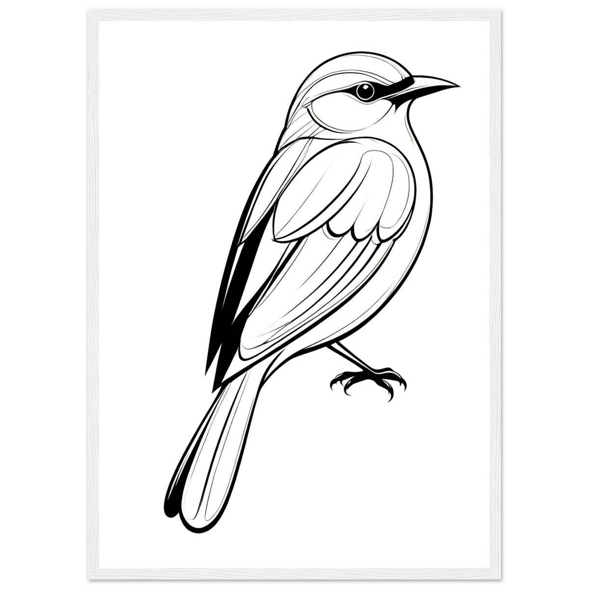 Serenity in Lines - Framed Bird Poster - 50x70 cm 20x28″ White frame - Framed Posters