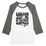 Embrace Sarcasm - Wear Your Wit with Our Unisex Raglan T-shirt! - White and Asphalt - T-shirts