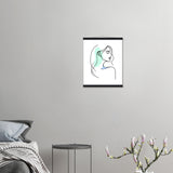 Elegance in Line - Minimalist Female Profile Art with Wooden Hangers - - Posters With Hanger