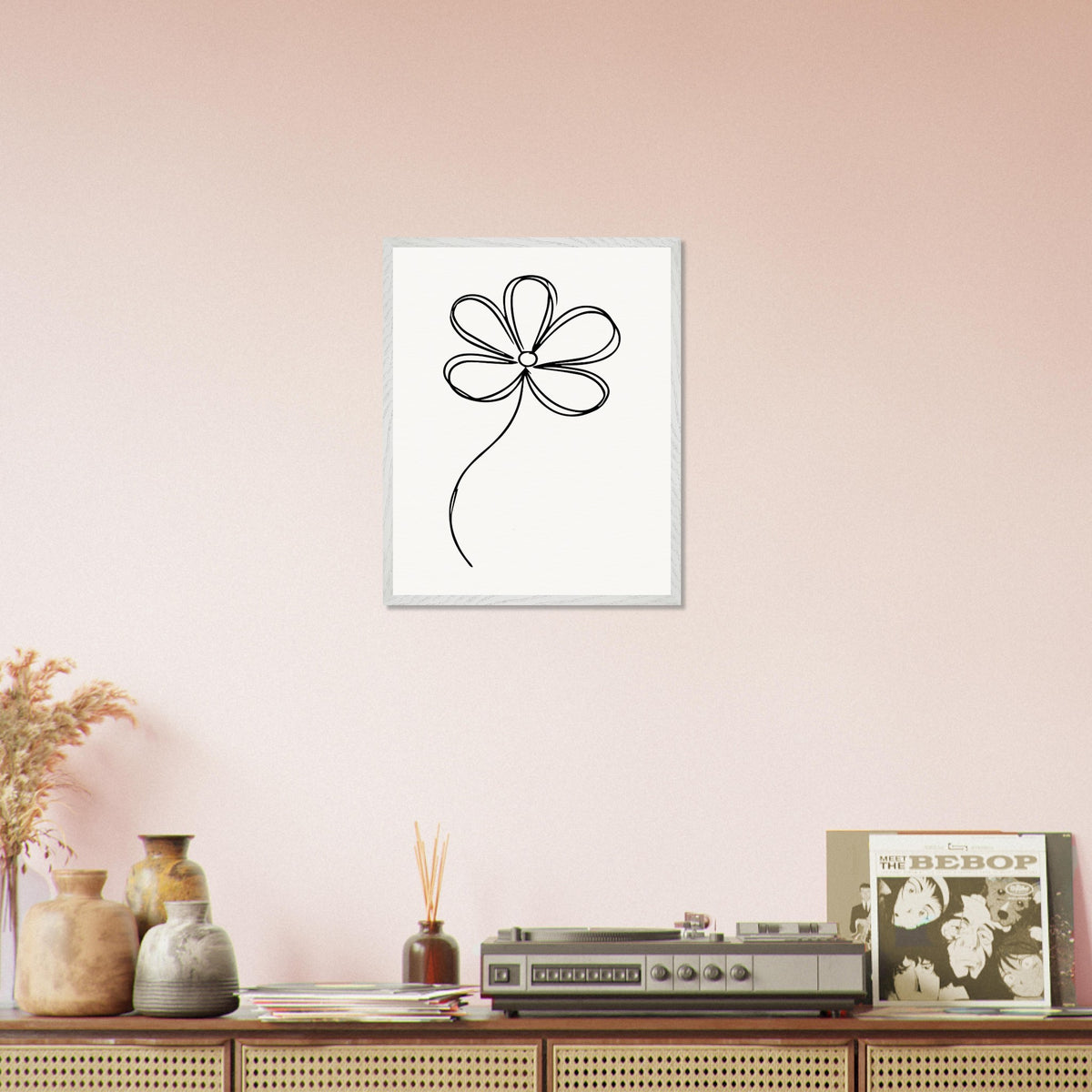 Simplicity in Bloom - Vintage-Inspired Floral Art - 40x50 cm 16x20″ White frame - Wooden Framed Posters