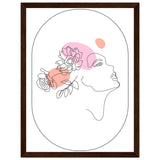 Ethereal Blossom Muse - Framed Line Art Poster - 30x40 cm 12x16″ Dark wood frame - Wooden Framed Posters