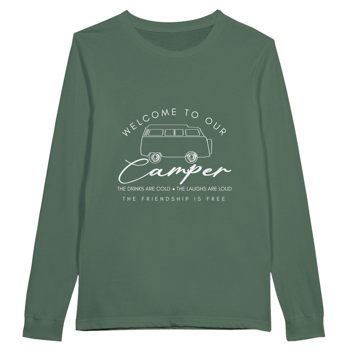 Campfire Memories - Welcome to Our Camper - Military Green - Long Sleeve T-shirts