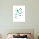 Elegance in Line - Minimalist Female Profile Art with Wooden Hangers - 50x70 cm 20x28″ White wall hanger - Posters With Hanger