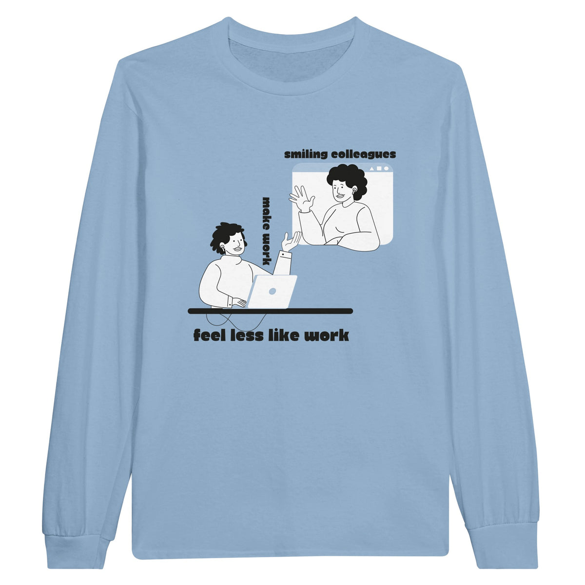Comfort Fit Long-sleeve Shirt for Office Buddies - Light Blue - Long Sleeves T-shirts